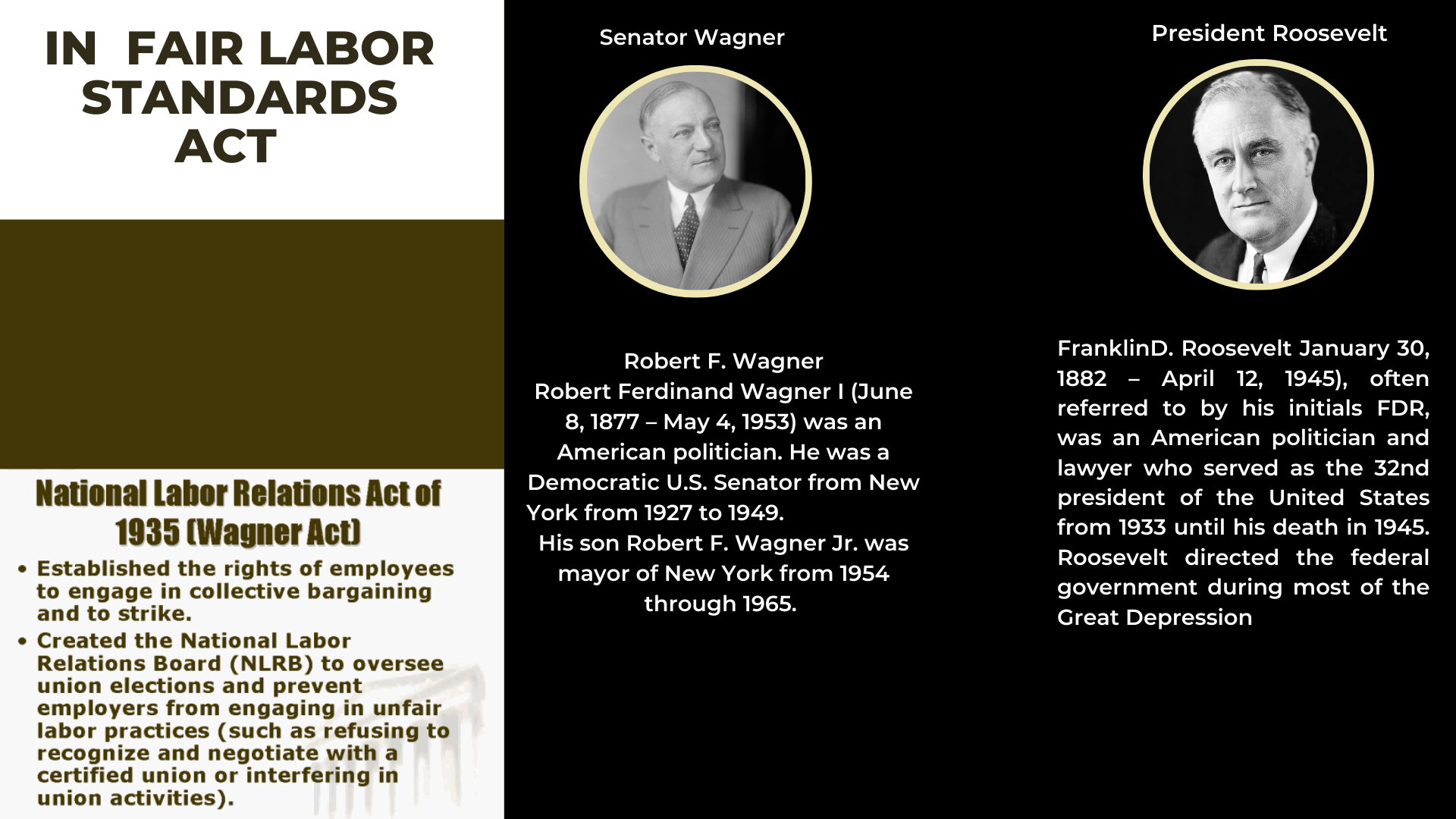 32nd president of the United States Franklin D. Roosevelt Senator Robert F. Wagner